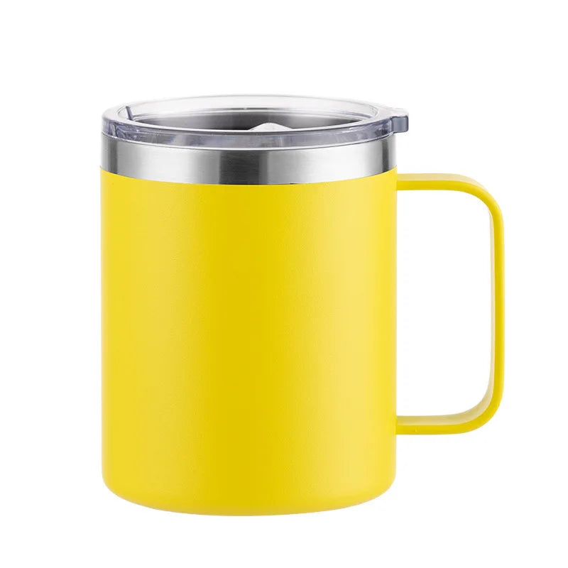 Custom Logo Name Stainless Steel Insulated Coffee Mug Tumbler with Handle 12 oz 360ml Tumbler Cup with Lid for Hot & Cold Drinks