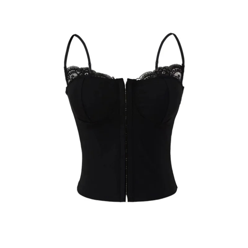Women Spaghetti Strap Corset Top Female Panelled V-neck Sleeveless Backless Slim Fishbone Blouse 2026 Lady Party Evening Tops
