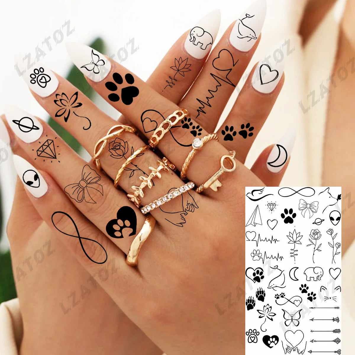 Realistic Eye Flower Temporary Tattoos For Woman Adults Rose Butterfly Tiny Fake Tattoo Sticker 3D Finger Waterproof Tatoos