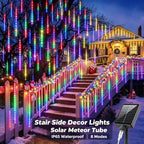 Solar Outdoor Meteor Shower Lights 8 Tubes High Brightness Ambient Lights Auto Light Sensor for Garden Patio Eaves Holiday Decor