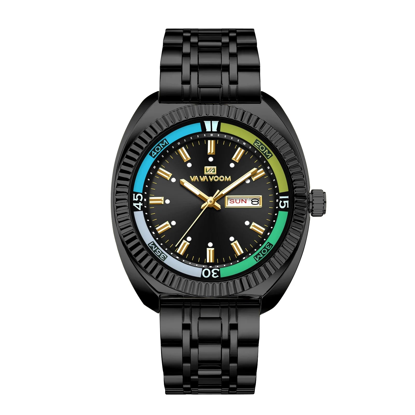 New Gear Ring Steel Strip Watch For Men Doubles Calendar Night light Large Dial Waterproof Male Fashion Quartz Clock Watches