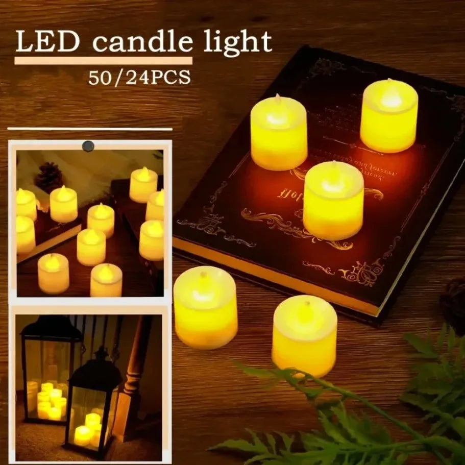 24/50Pcs Flameless Flickering LED Candles Light Warm Light With On/Off Switch Battery Powered For Wedding Christmas Home Decor