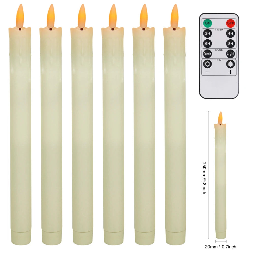 6-12-24Pcs Flameless Taper Candles Battery Operated LED Candle Flickering Candles Faux Candle Halloween Christmas Wedding Decor