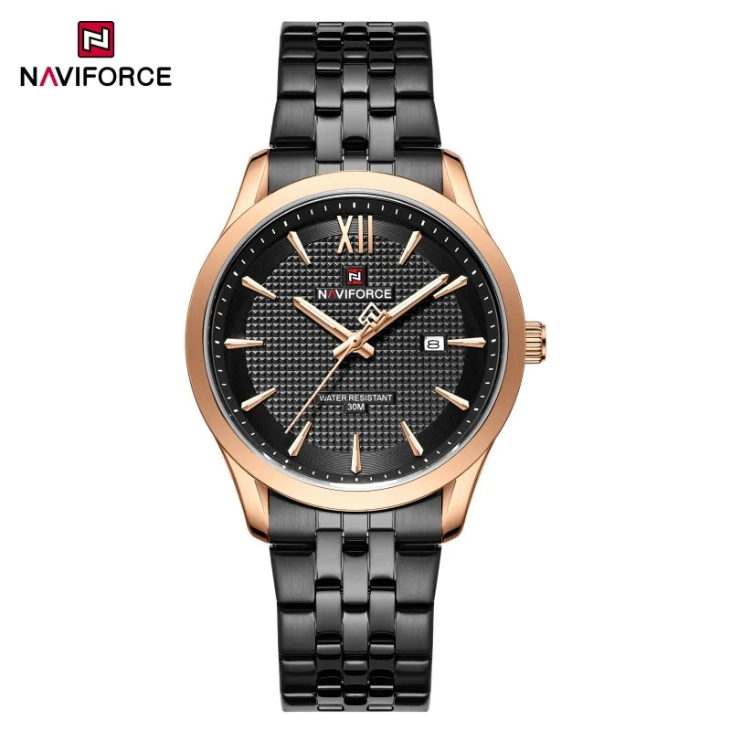 New Style NAVIFORCE Men's Stainless Steel Band Date Calendar Feature for Active Luxury Sports Watch 30m Waterproof Male Gifts