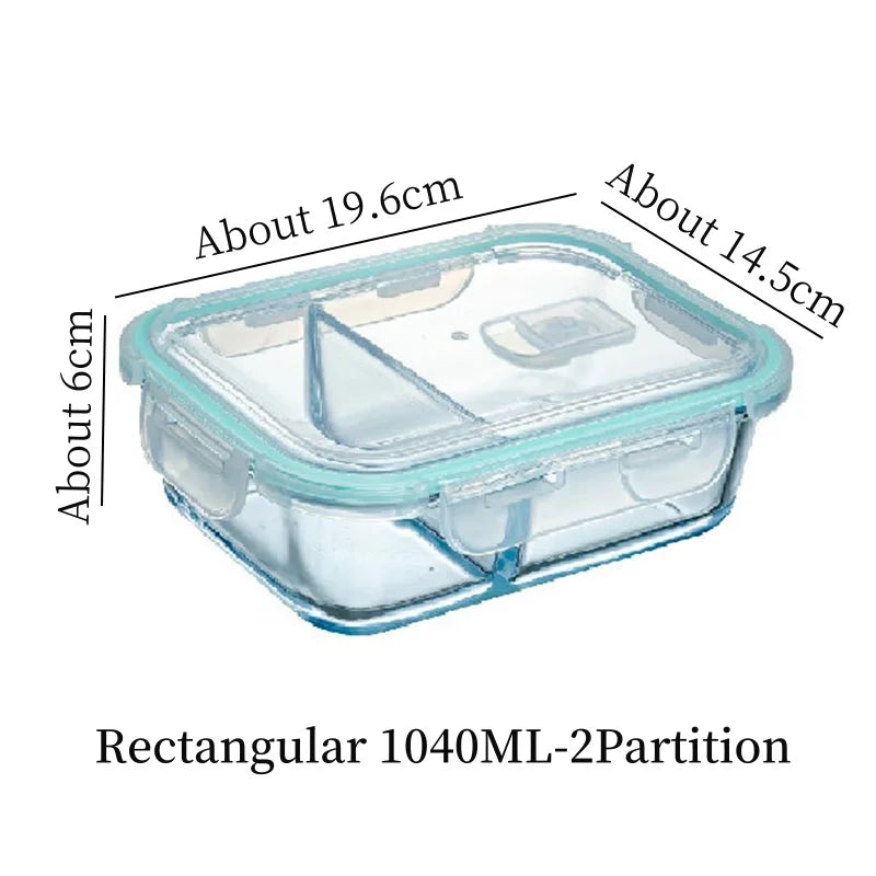 High Borosilicate Glass Lunch Bento Box Microwave Oven Separate Fresh-keeping Bowl Sealed Box Food Storage Containers Crisper