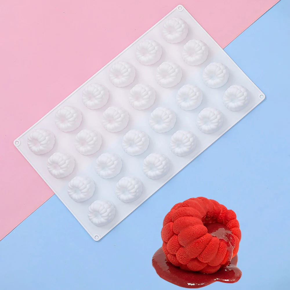 24 Cavity Raspberry Shape Silicone Mold for Cake Mousse Jelly Chocolate Pudding Dessert