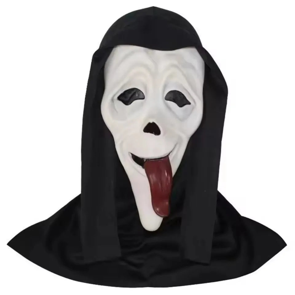 Quality Halloween Movie Scream Horror Face Mask Realistic Creepy Ghost Masks Stick Tongue Out Funny Scary Cosplay Costume Props