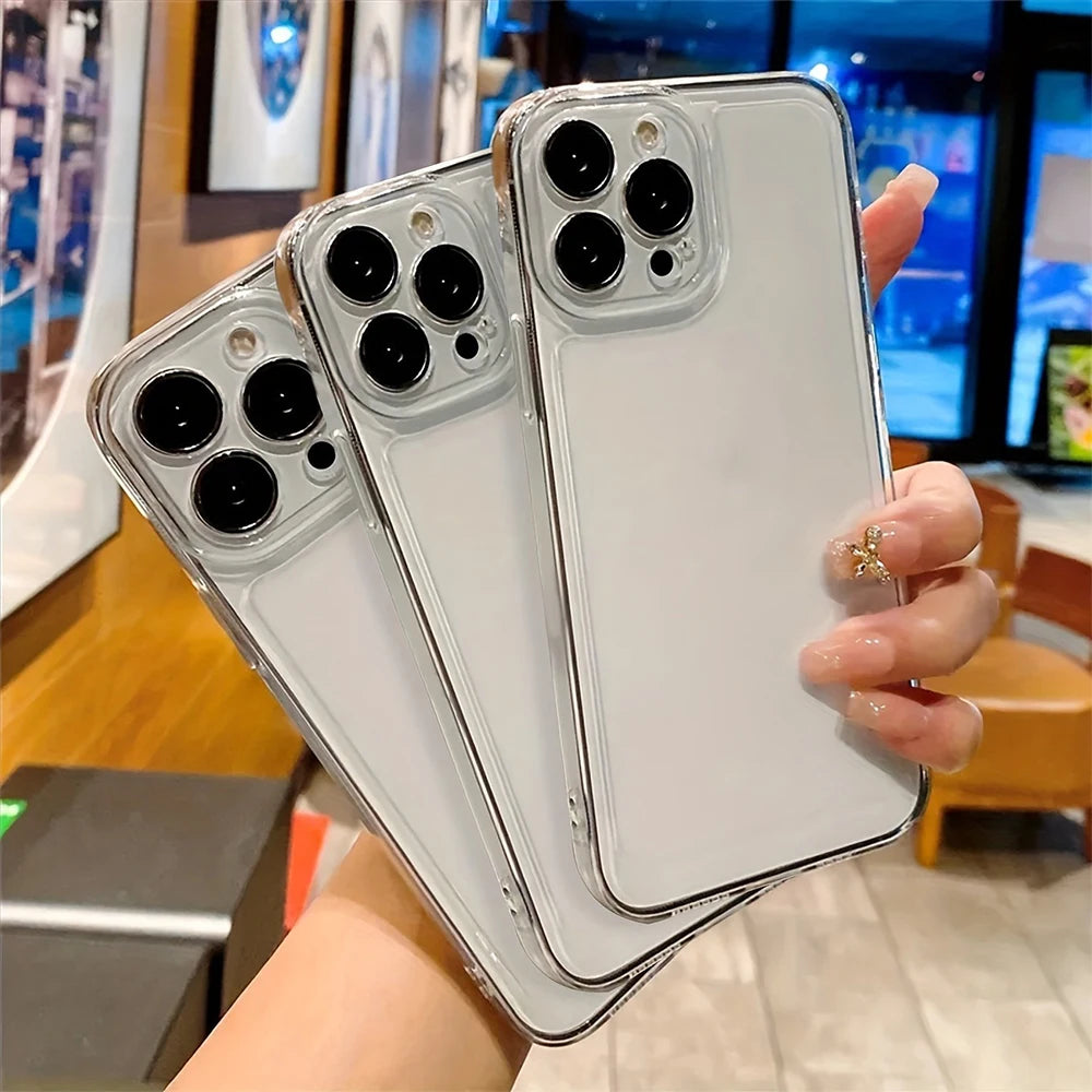 3pcs Luxury Shockproof Transparent Phone Case Set for iPhone 18 17 16 15 14 13 12 11 Pro Max 16Plus Air 17E Clear Soft TPU Cover