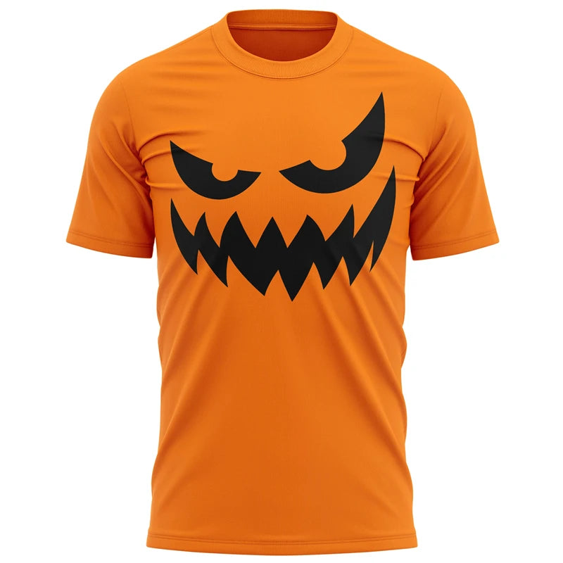 2025 Pumpkin Face T Shirt Men 3D Printing Halloween Short Sleeve Black Orange Tee Shirts Outfit Party Cosplay Costume T-shirt