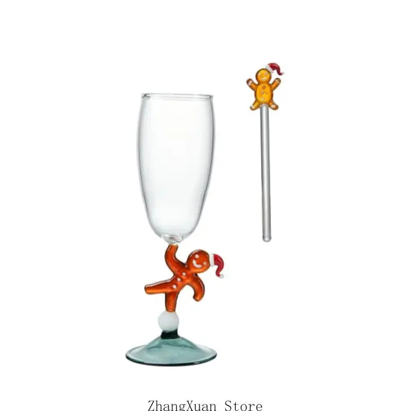 Christmas Wine Glass Glass Goblet Accent with Cookie Stem for Table Styling 3XUF