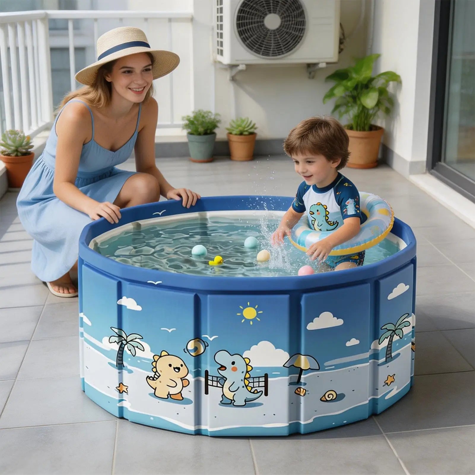 90/120/160cm Foldable Children's Swimming Pool Home Foldable Frame Bathing Pool PVC Waterproof Portable Swim Tool