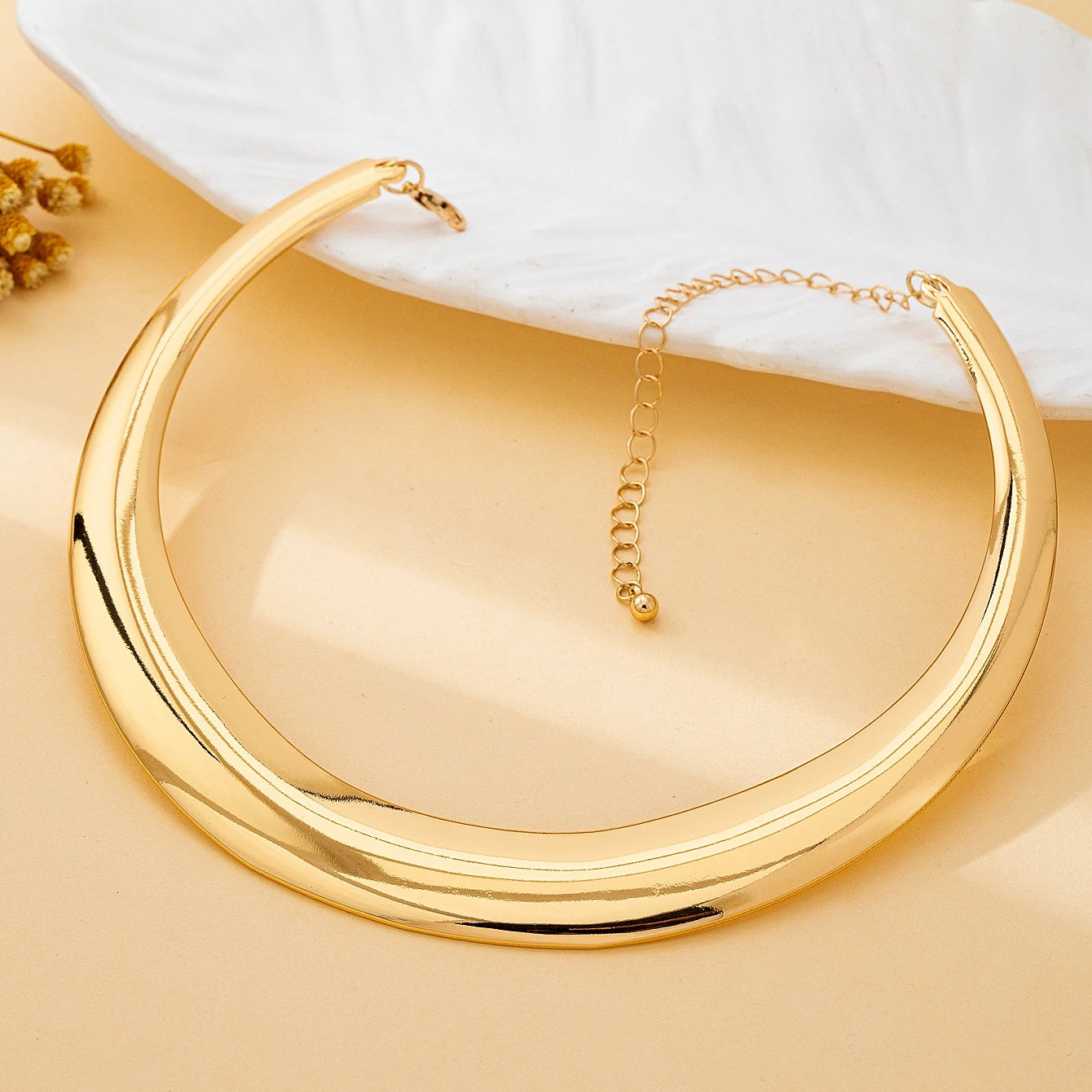 Women's Jewelry Set, Simple and Stylish Glossy Choker and Earrings, Suitable for Daily Wear and Vacation Wear