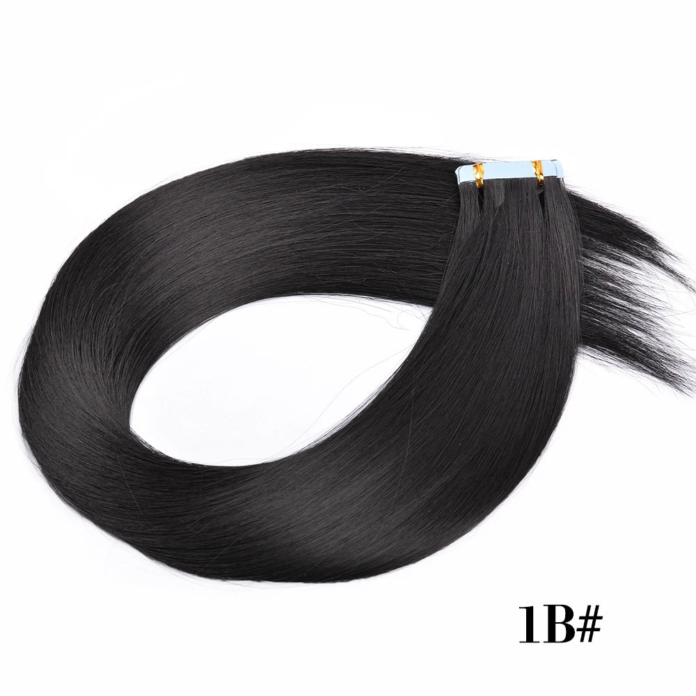 Synthetic Straight Tape In Hair Extensions 10pcs Natural Hair Extension 24inch For Women Invisible Double Sided Free Style