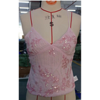 Women Boho Sexy Sequin Sparkle Halter Crop Tops Sleeveless Backless Bandage Cami Tank Tops Y2k Coquette Camisole Club Party