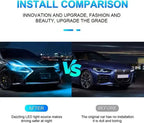 1pc Dynamic meteor Led Car Hood Lights Strip Universal Engine Hood Guide Decorative Light Bar Auto Headlights Car Running Light