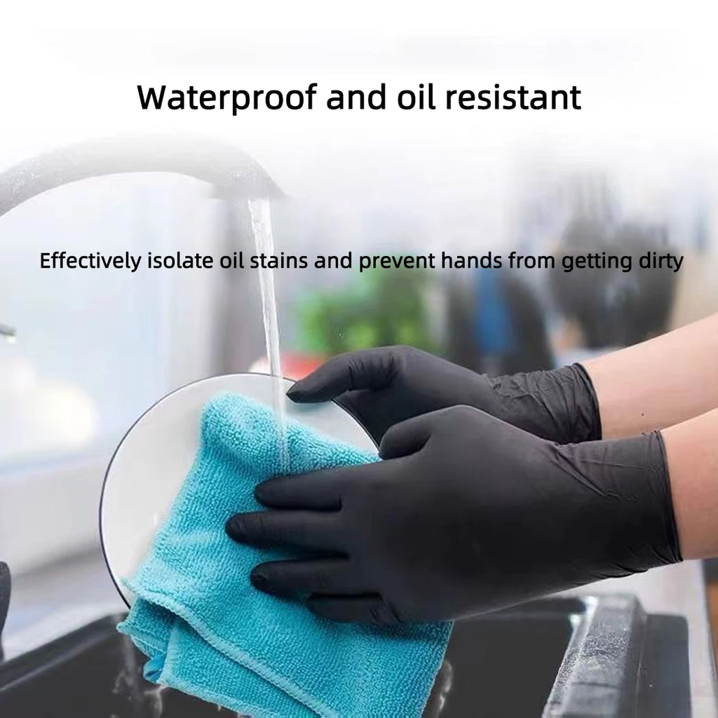 10/20/50/100PCS Black Nitrile Gloves Durable Powder Free Latex Free Suitable For Kitchen Cleaning Tattooing Pet Care Car Househo