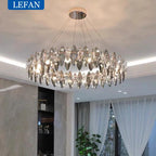 Modern Luxury Crystal Chandeliers Lighting Indoor Lustre E14 LED Pendant Lamp for Living Room Art Decor Hanging Light