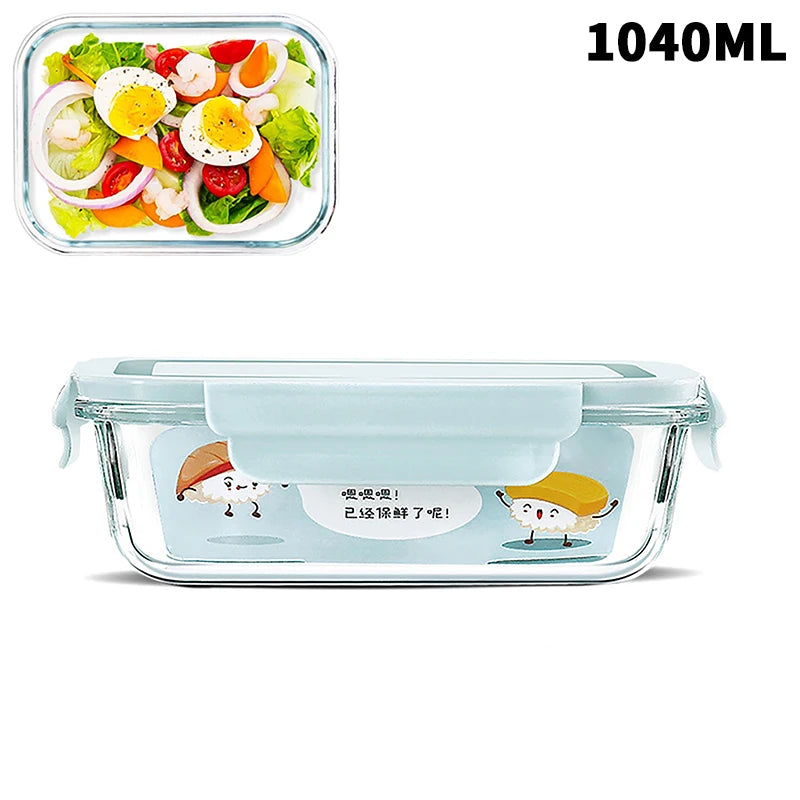 1/2/3 Grids Thickened Leak Proof Microwave Safe Food Crisper High Borosilicate Glass Bento Box With Lids Airtight Lunch Boxes
