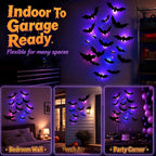 Glow in The Dark 3D Bat Wall Stickers Removable PVC Halloween Decor with 3 Sizes Easy Peel Stick for Windows Home Party Supply