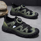 Outdoor River Tracing Shoes for Men, Hollow Breathable Anti-Smash Toe Protection Sandals, Non-Slip and Wear-Resistant, Summer Water Sports and Leisure Shoes
