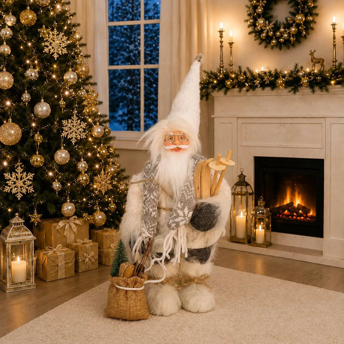 30cm Standing Santa Claus Doll Figurine Christmas Decorations For Home Tabletop Ornaments New Year Navidad Kids Gift Party Decor