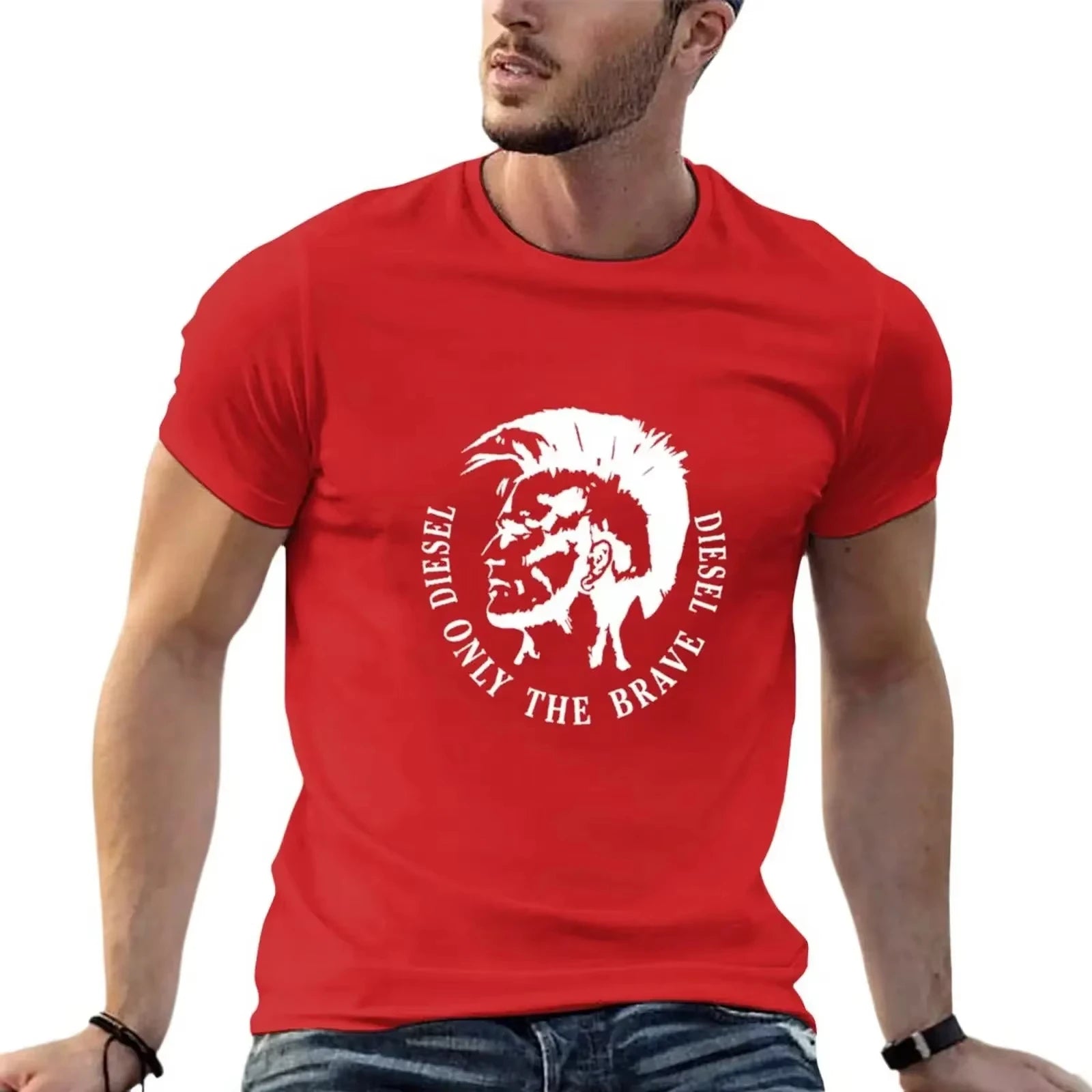 Summer Men's Short Sleeve T-Shirt Paris Print Crew Neck Casual Loose Streetwear Fashion Tops