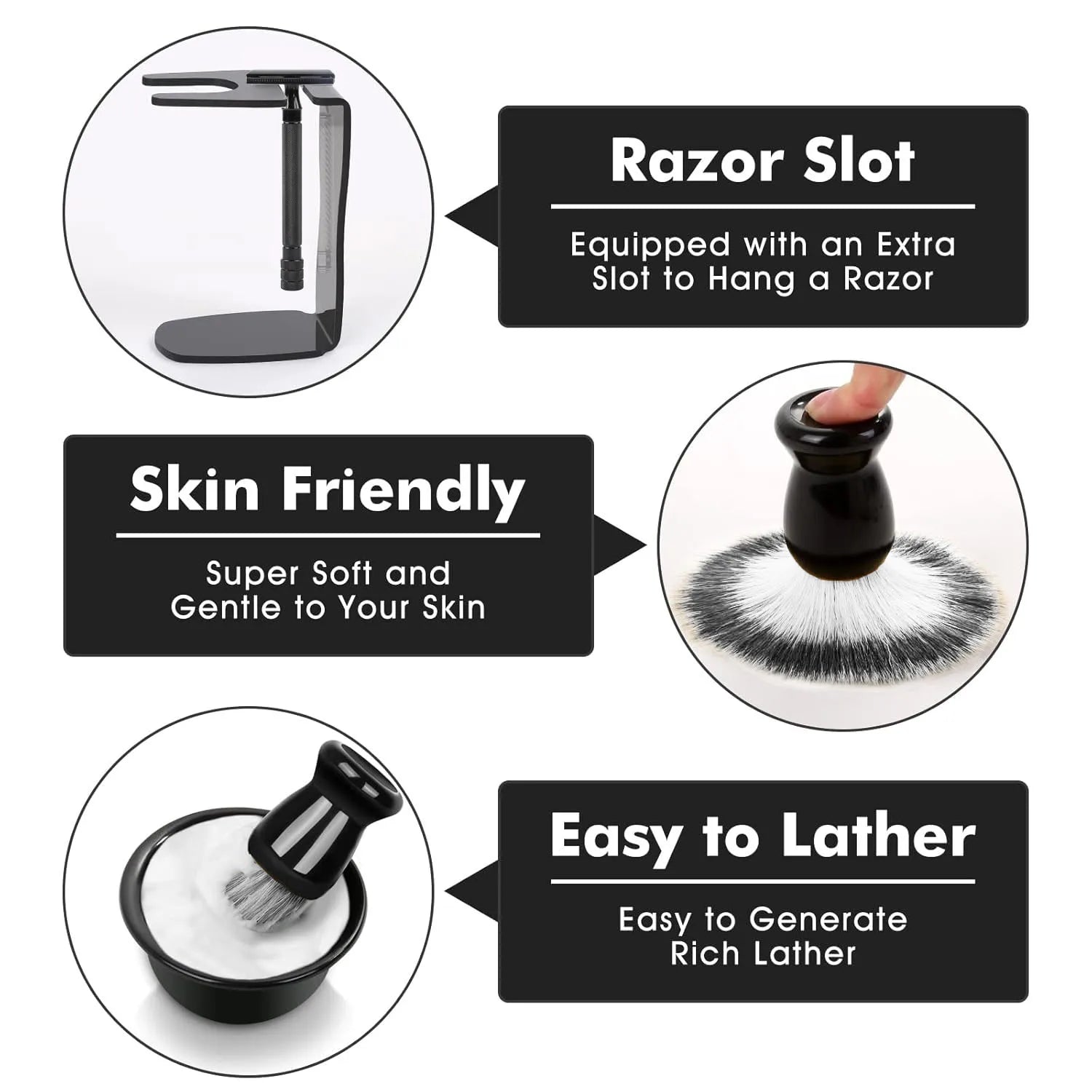 Professional Shaving Kit for Men - Shaving Bowl, Brush, Razor Stand & Blades, Essential Grooming Tools for Barbershop & Home Use