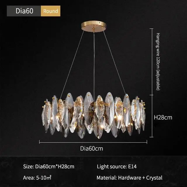 Modern Luxury Crystal Chandeliers Lighting Indoor Lustre E14 LED Pendant Lamp for Living Room Art Decor Hanging Light