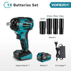 YOFIDRA 1000N.m Brushless Electric Impact Wrench 1/2" Cordless Rechargeable Socket Screwdriver Power Tool For Makita Battery Pin