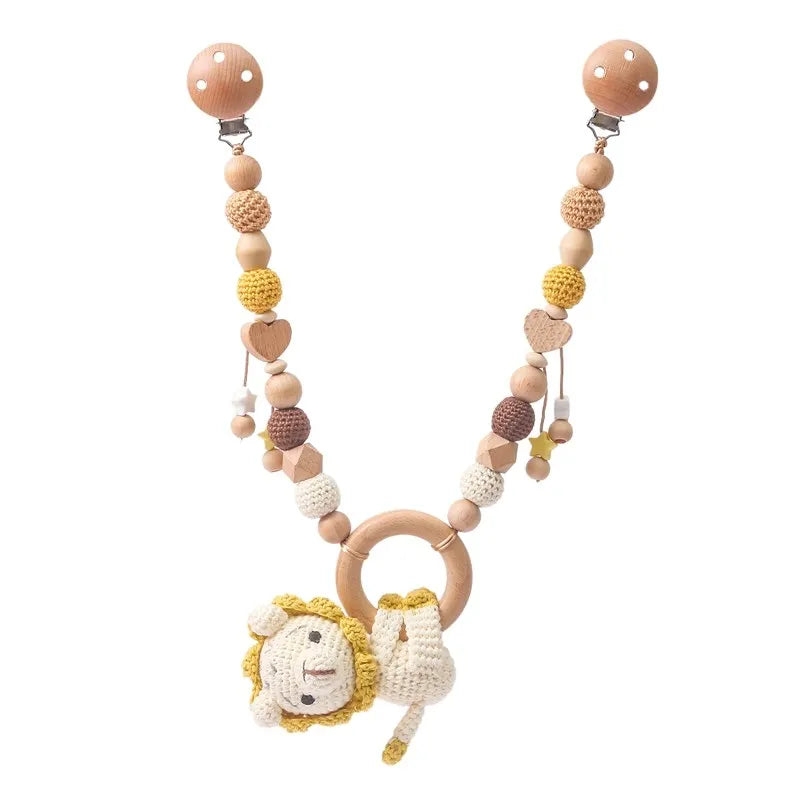 Baby Wooden Crochet Stroller Toys Hanging Stroller Rattle Crib Bell Animal Mobiles Gym Stroller Pendants Gifts Children's Toys