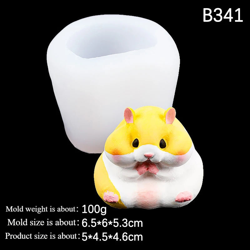 Little Hamster Pinch Silicone Mold Cartoon Plaster Jelly Pudding Soap Baking Mold Cake Decoration Baking Accessories