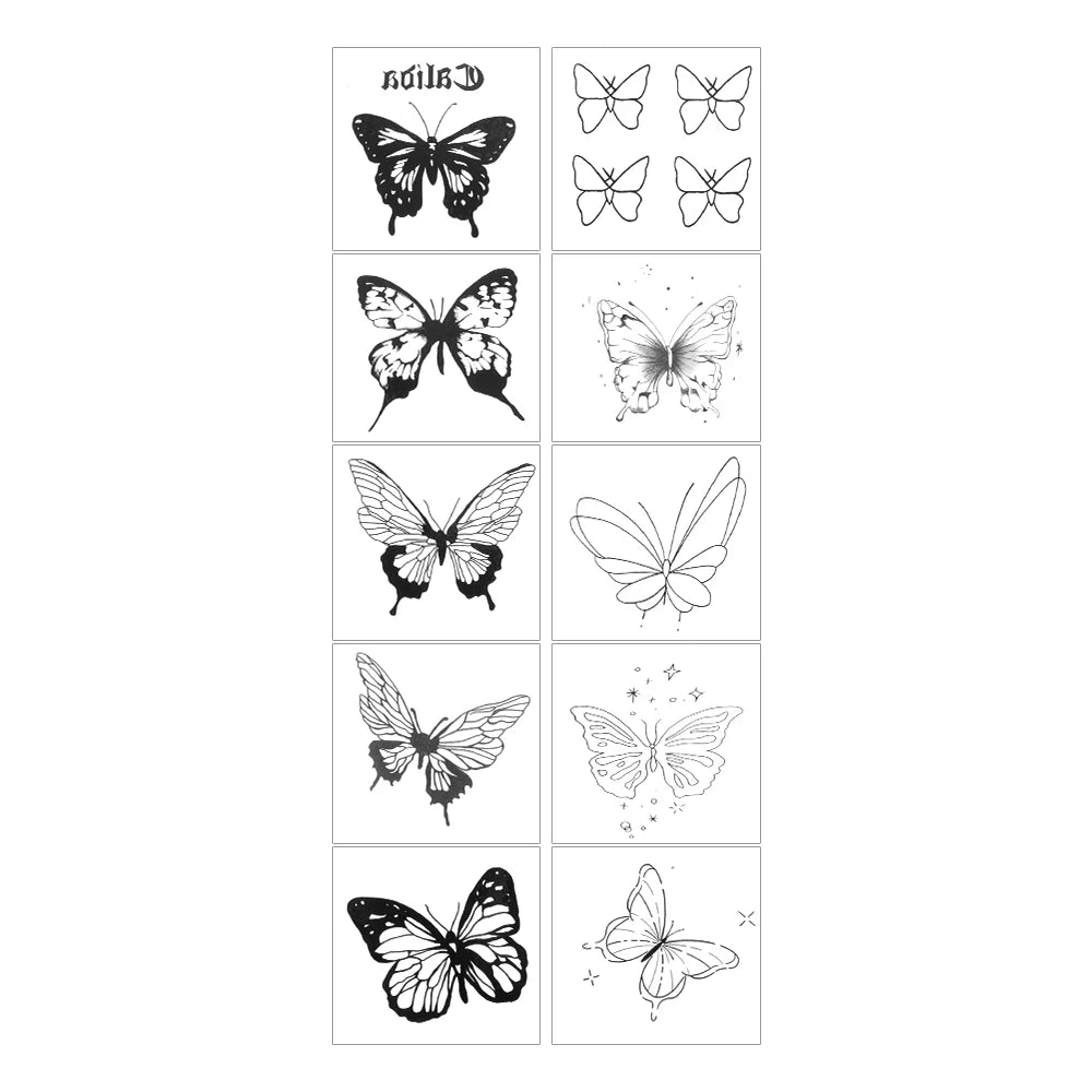 Black Butterfly Temporary Tattoo Sticker 30PCS/set 3D Butterfly Fake Tattoo Transfer Waterproof Tattoo Legs Arm Body for Women