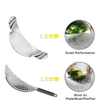 LMETJMA Stainless Steel Pot Strainer with Handle Kitchen Pasta Strainer Colander Insert Drainer for Different Pot Pan JT170