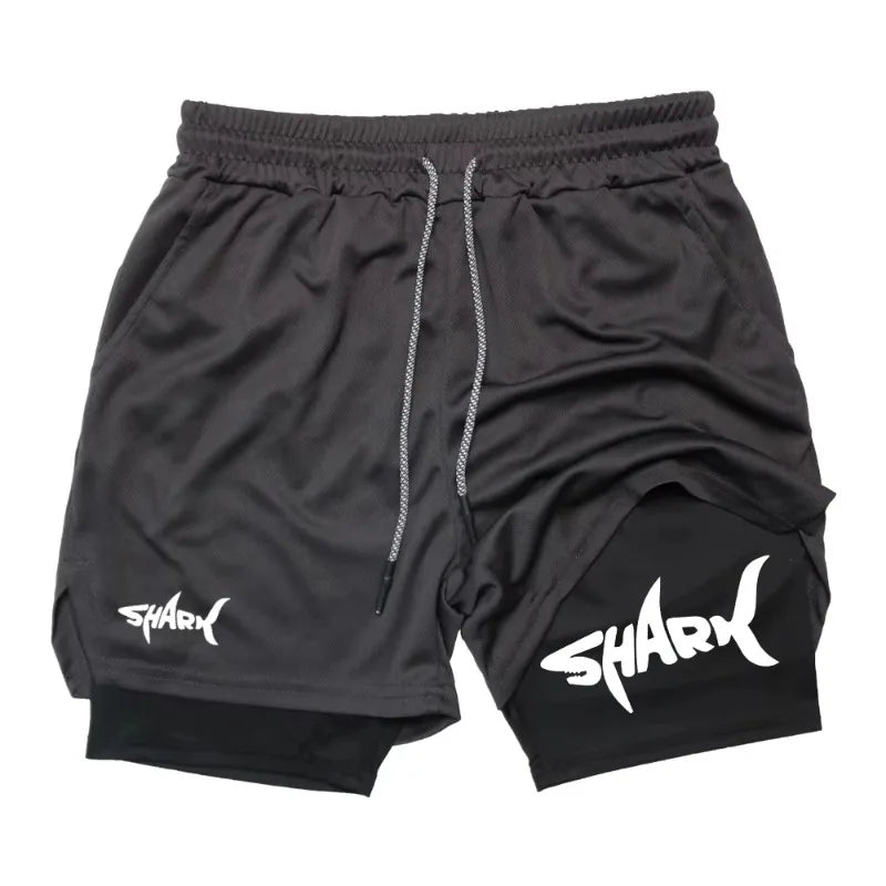 Men's Summer Double-Layer 2-in-1 Shorts for Jogging Exercise Quick Drying Breathable Dry Healthy Fitness Running Pants