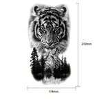 1pc Lion Men Waterproof Temporary Tattoos Fake Stickers Arm Hand Cool Art Black Transfer Clock Tattoo Stickers Wolf Tiger Tattoo