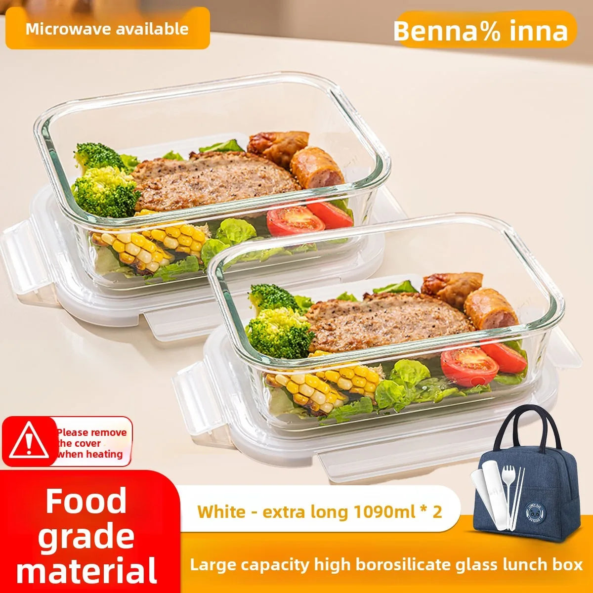 High Borosilicate Glass Lunch Box with Vent Lid,Microwave Safe Leak-Proof Food Storage Container,Multi-Size Options,Easy Clean.