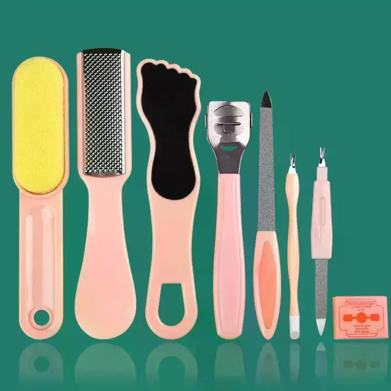 8pcs/Set Pedicure Kit Stainless Foot Care Tools Callus Remover Scraper Pedicure Rasp Tools Manicure Nails