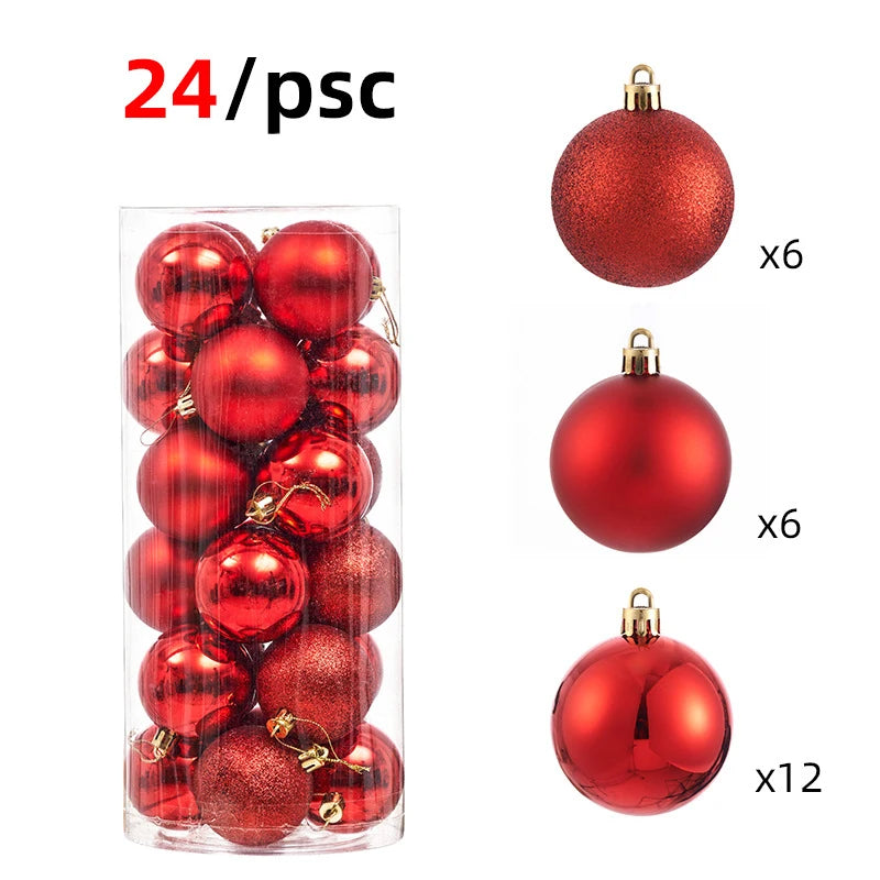 24Pcs 3CM Christmas Balls Big Ball Christmas Tree Pendant Ornaments for Party Decor New Year Gifts Accessory