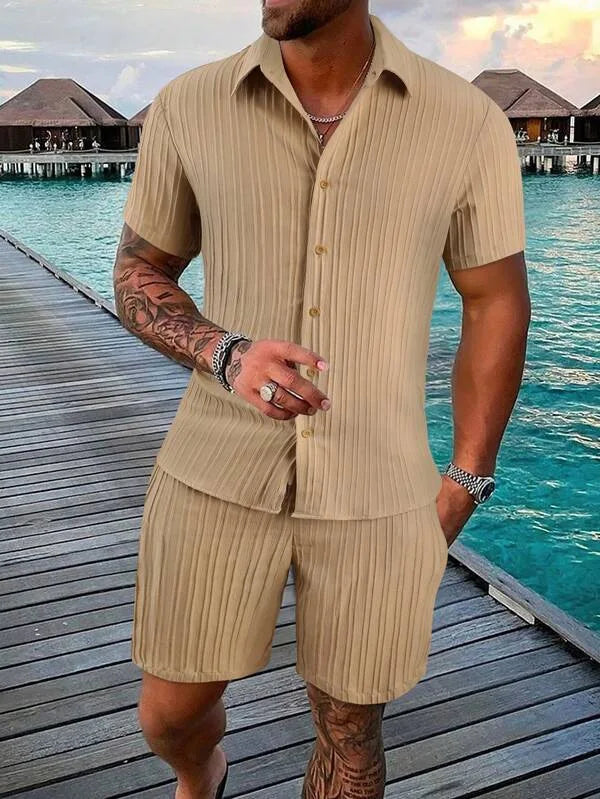 Summer New Mens（T-shirt +Shorts) 2-piece multi-colored sportswear men's T-shirt shorts set