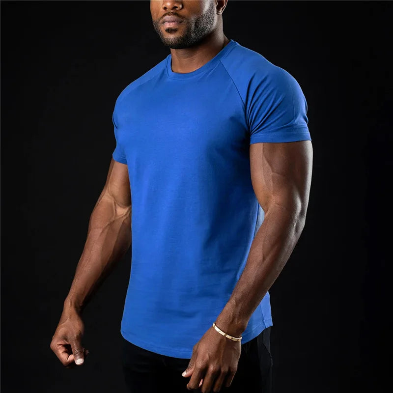 Men's Cotton Short Sleeve Quick Dry T-Shirt for Home Fitness Spring Summer Comfortable Casual Base Layer Top in White Black