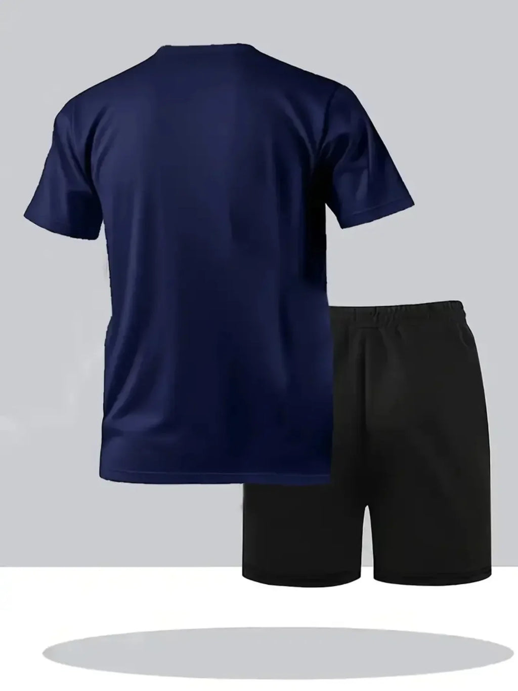 Men's Outdoor Sportswear Set - Short Sleeve T-Shirt with Print & Breathable Casual Shorts, 2-Piece Set