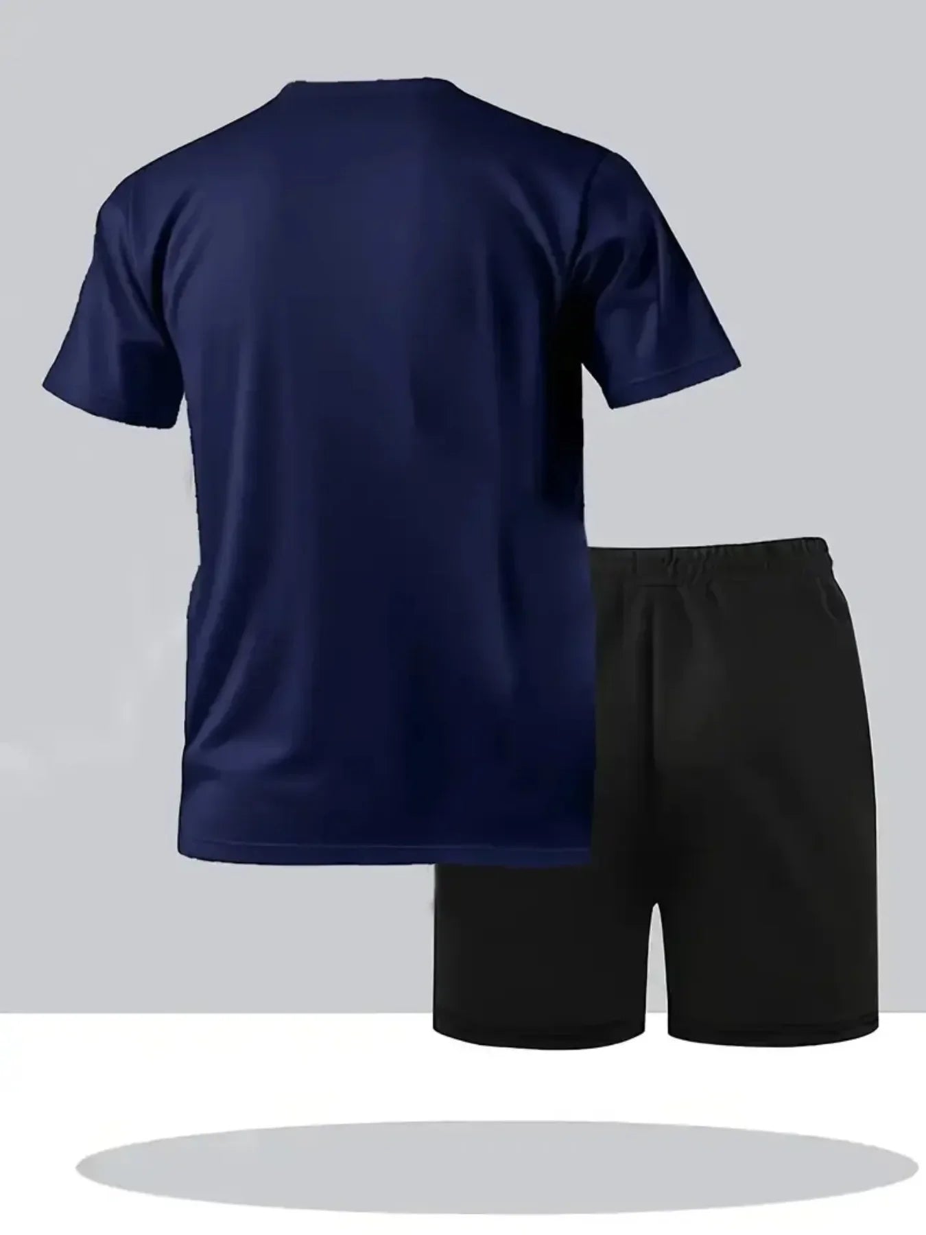 Men's Outdoor Sportswear Set - Short Sleeve T-Shirt with Print & Breathable Casual Shorts, 2-Piece Set