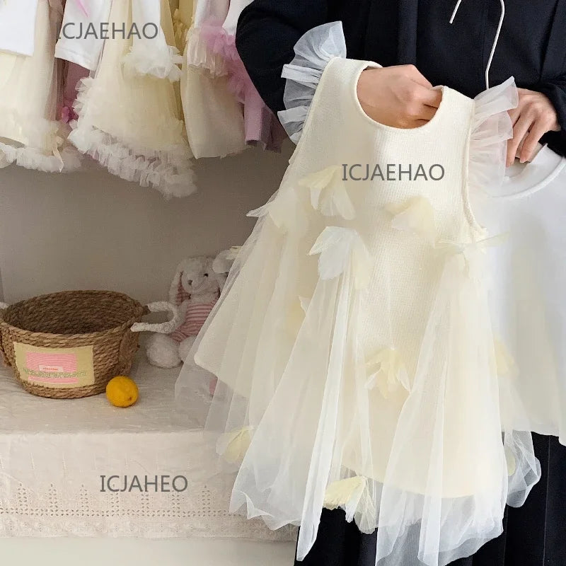 Teen Girl Clothes Children Spring Fall Girls DressGown Kids Outfit Apricot Two-piece Set Costume Baby First Birthday Princess