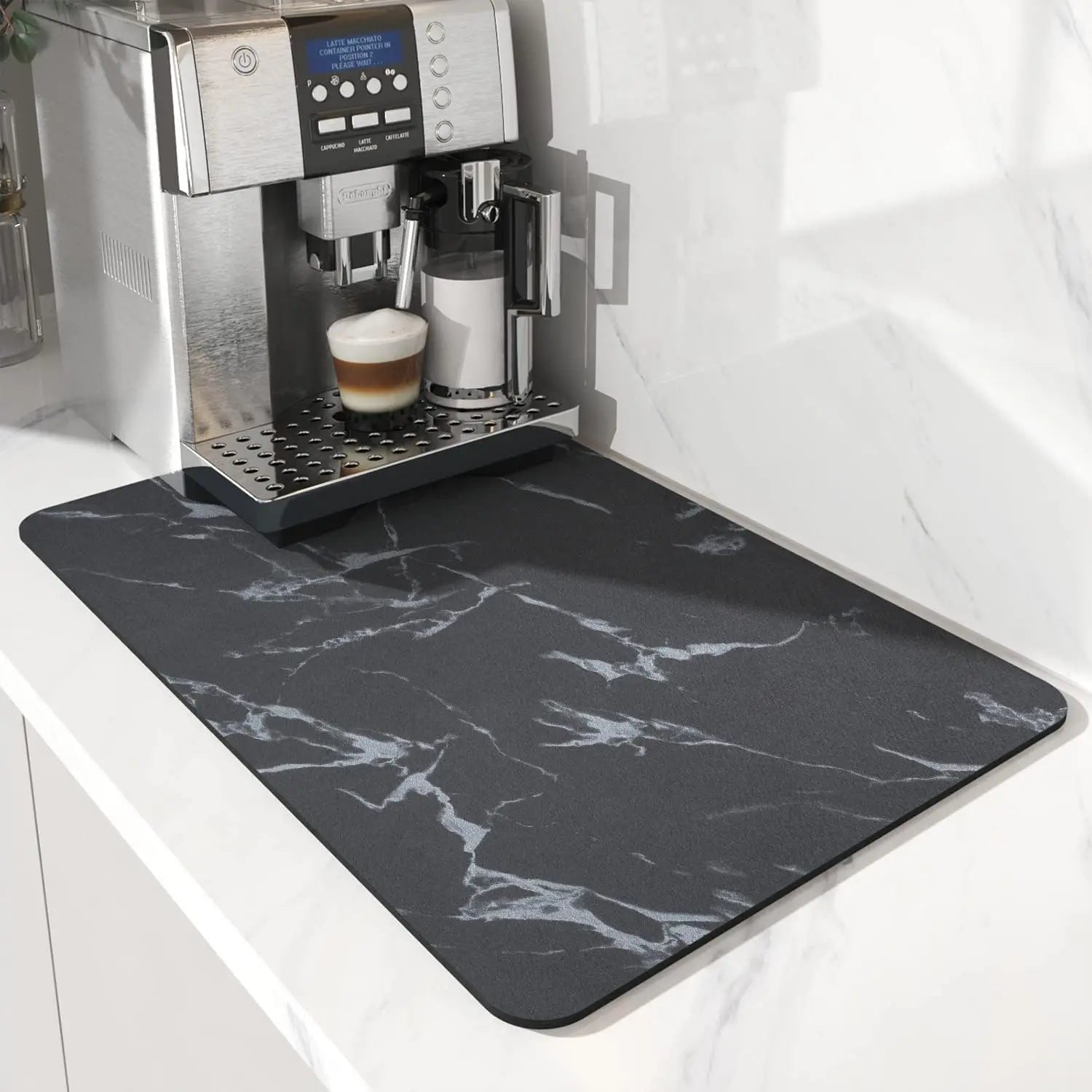 Coffee Machine Mat Rubber Backing Water-Absorbent Dish Drying Pad Kitchen Worktop Drainage Mat Home Decor