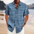 Hawaiian men's summer designer shirts casual short sleeves lapel short sleeves 3d casual plaid stripe pattern tops three colors