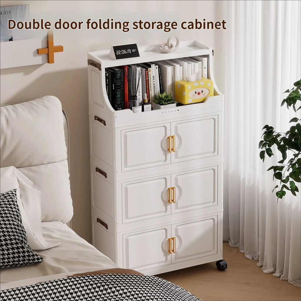 Home Living Room Multi-layer Snack Storage Rack Toy Plastic Organizer Stand Foldable Floor-standing Cabinet for Kids