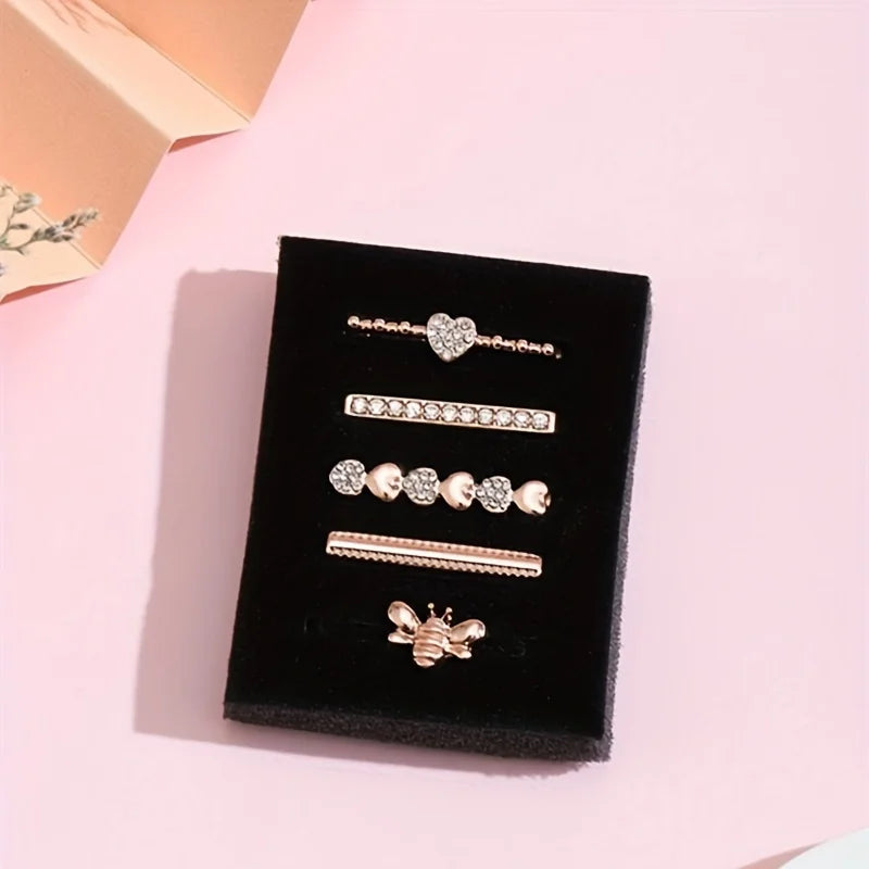 5pcs Rhinestone Watchband Ring Loops Nails Studs, Cute Metal Watch Strap Charms Decorations Compatible With IWatch Series Watchb