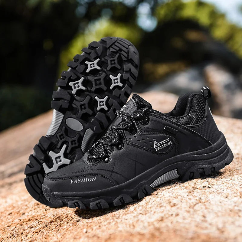 Shoes for Men 2025 New Men Sneakers Leather Waterproof Mountaineering Camping Hiking Shoes Thick Sole Comfortable Running Shoes