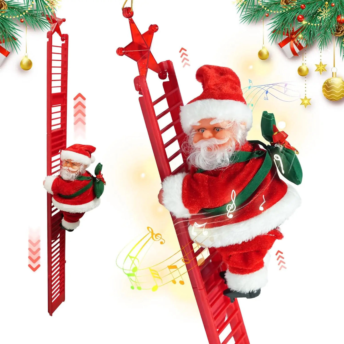 Christmas Electric Santa Claus Climbing Bead Toy Decoration for Children Gift Mall Display Holiday