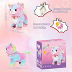 Interactive Lifelike Walking Toy Cat for Kids, Touch&Voice Controlled Remote with Leash, Wags Tail, birthday Christmas Gift